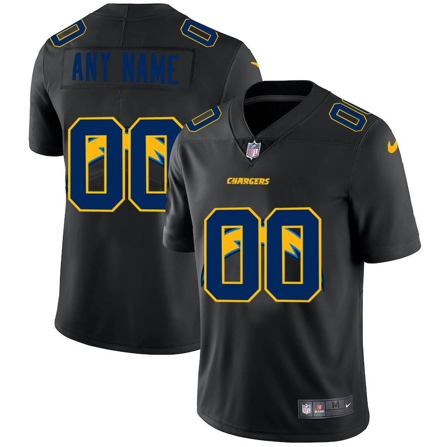Wholesale Los Angeles Chargers Custom Men Nike Team Logo Dual Overlap Limited NFL Jersey Black->customized nfl jersey->Custom Jersey